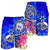 Hawaii Polynesian Men's Shorts - Hawaii Seal With Turtle Plumeria (Blue) - Polynesian Pride