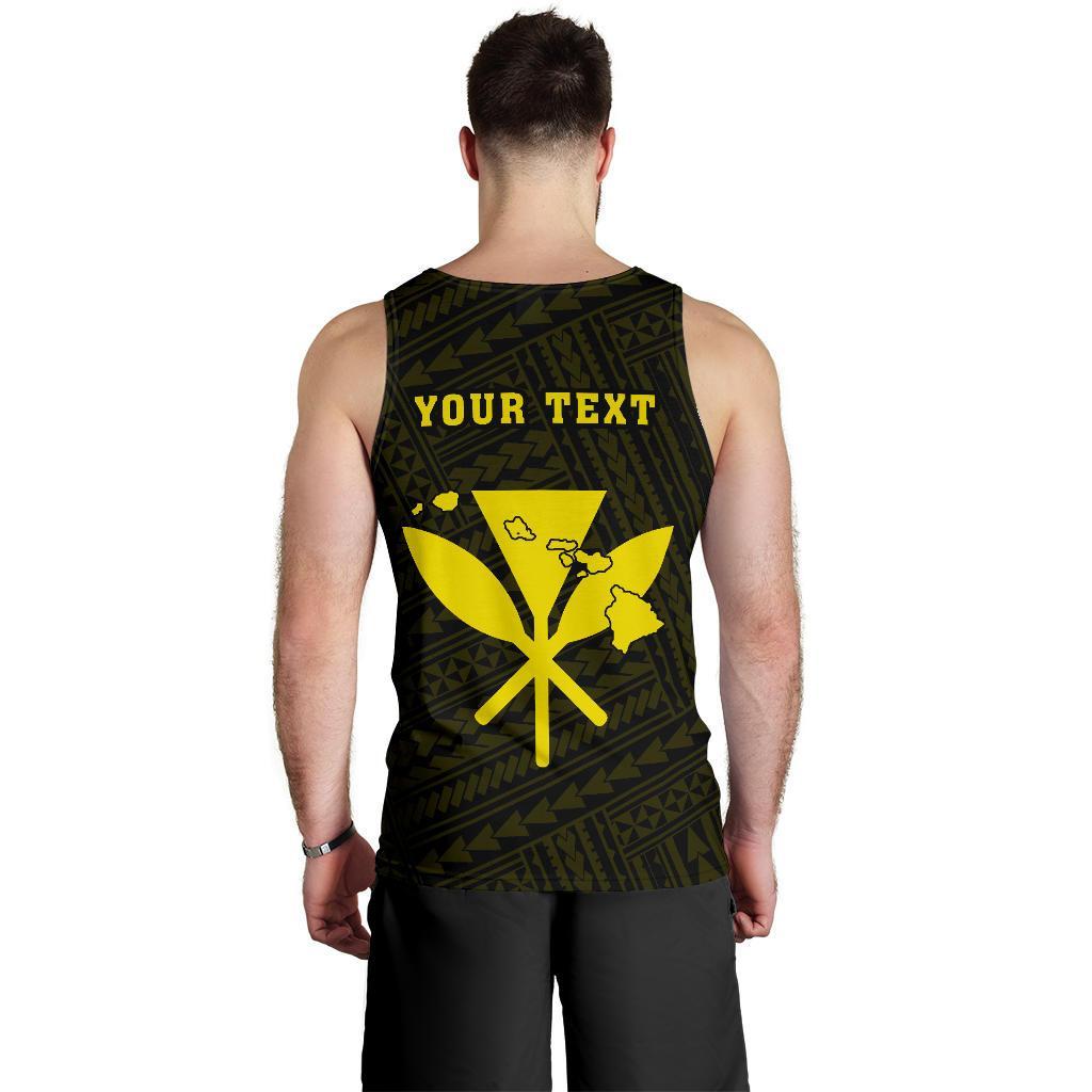Hawaii Kakau Polynesian Kanaka Map Personalized Men's Tank Top - Yellow - Polynesian Pride