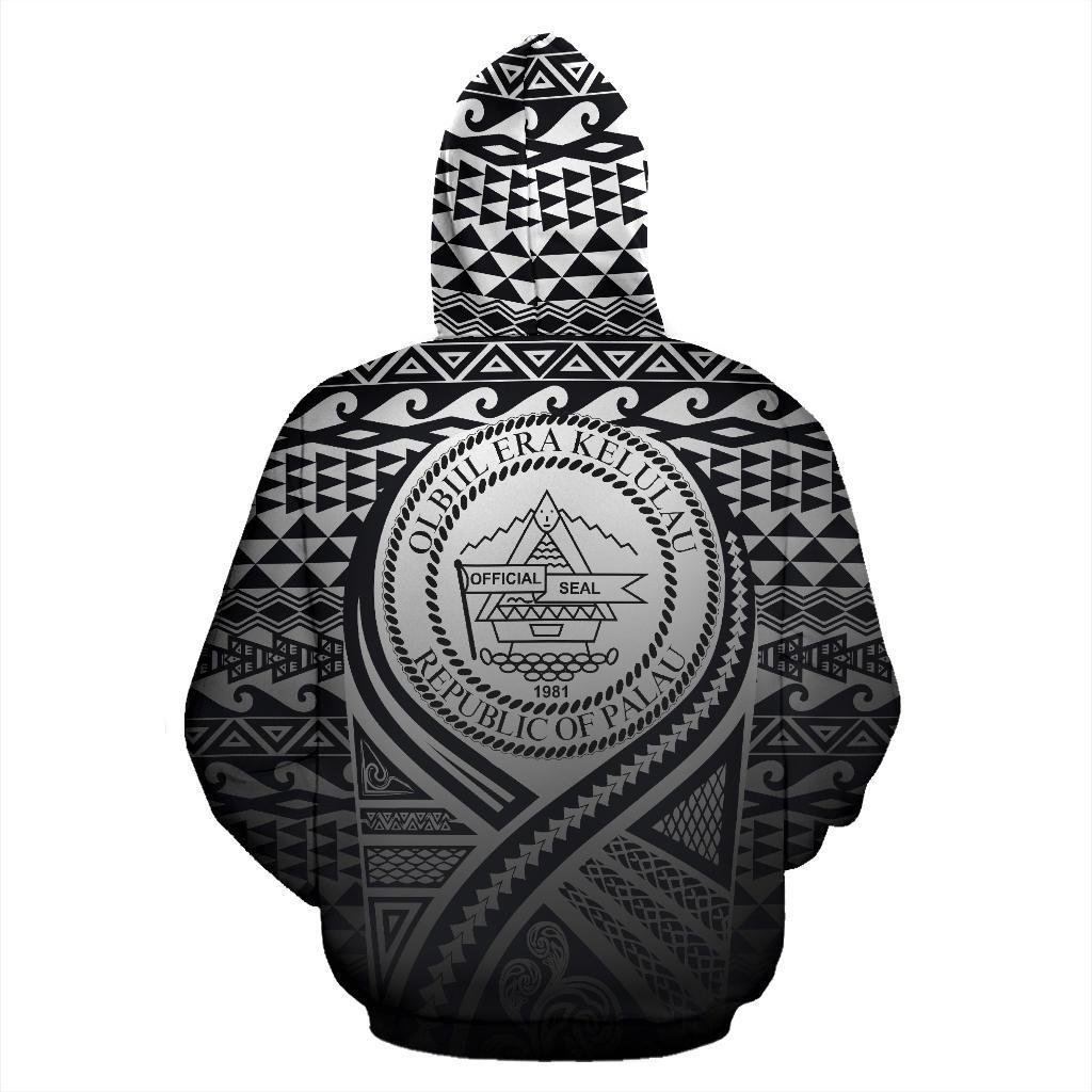 Palau All Over Zip up Hoodie Lift up Black - Polynesian Pride