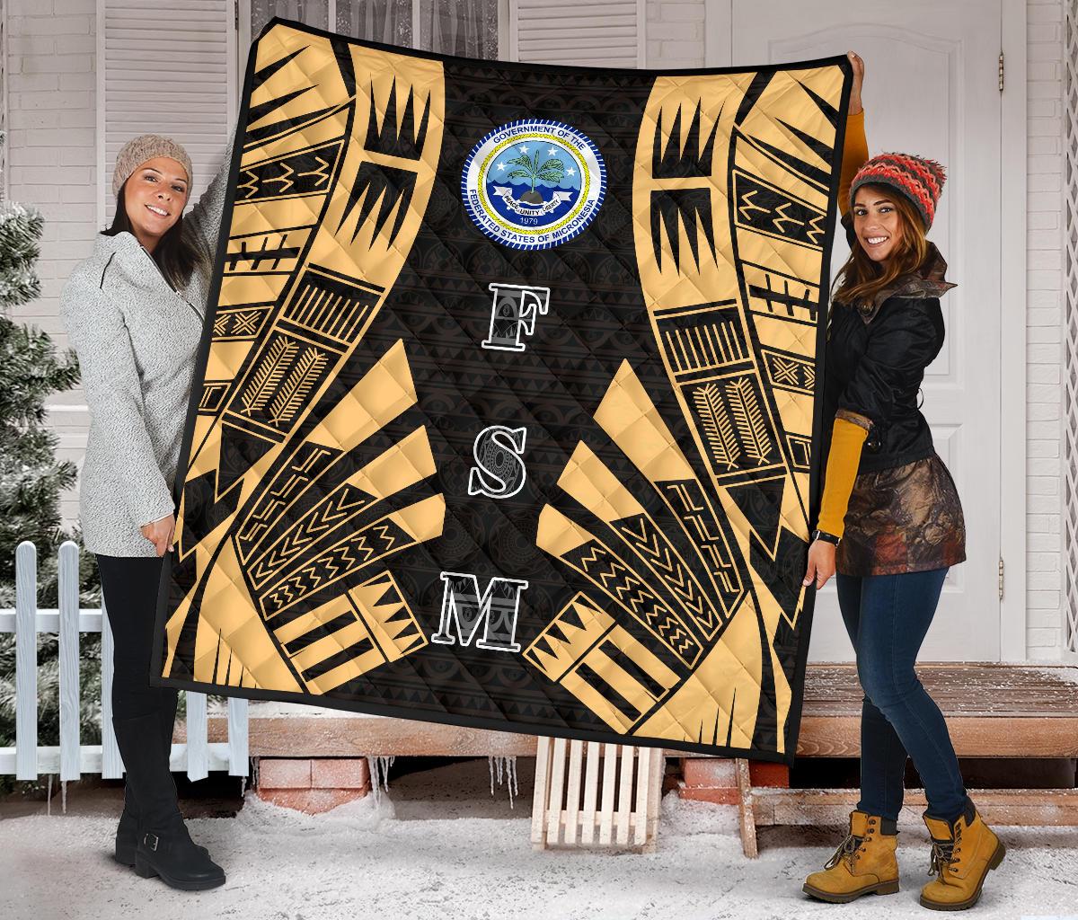 Federated States Of Micronesia Premium Quilt - Federated States Of Micronesia Seal Polynesian Gold Tattoo - Polynesian Pride