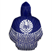 Tahiti Polynesian Zip up Hoodie Blue Pride Map and Seal - Polynesian Pride