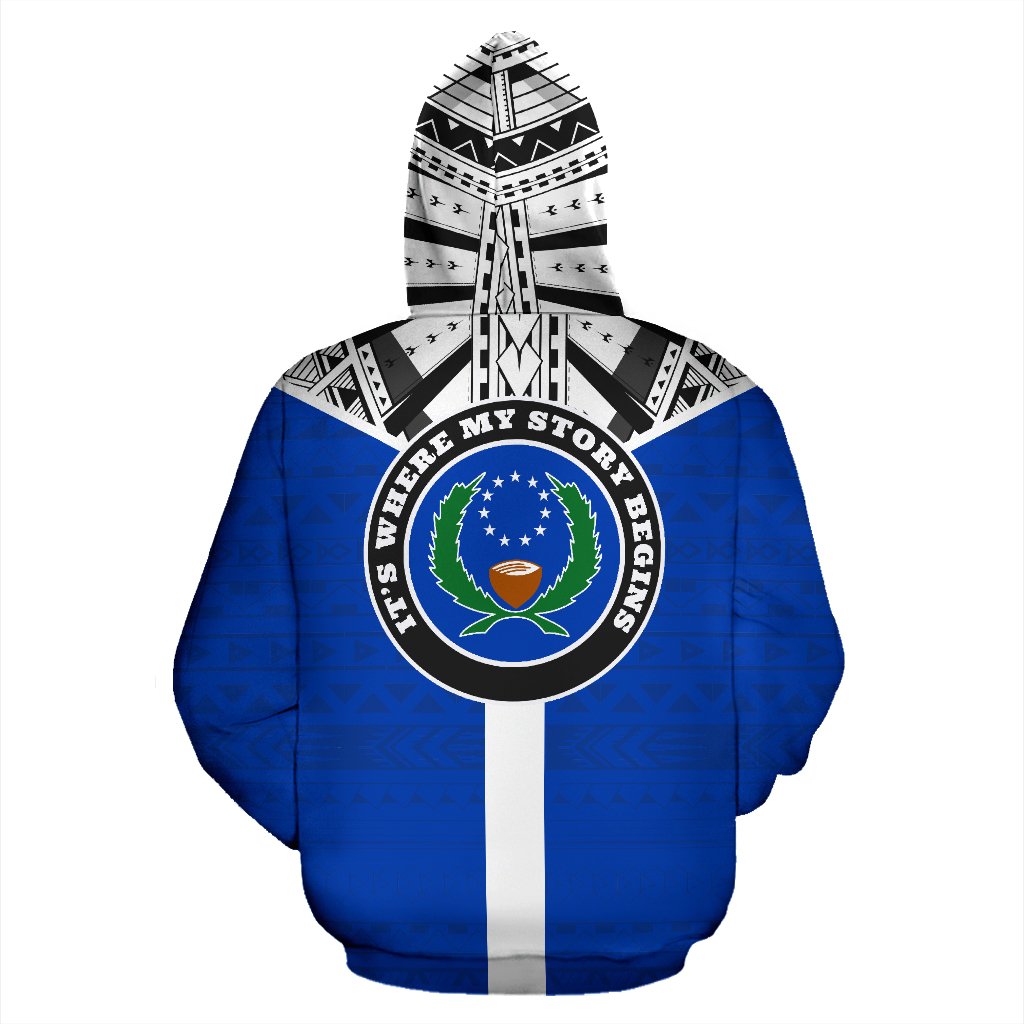 Pohnpei All Over Zip up Hoodie Micronesian Homeland - Polynesian Pride
