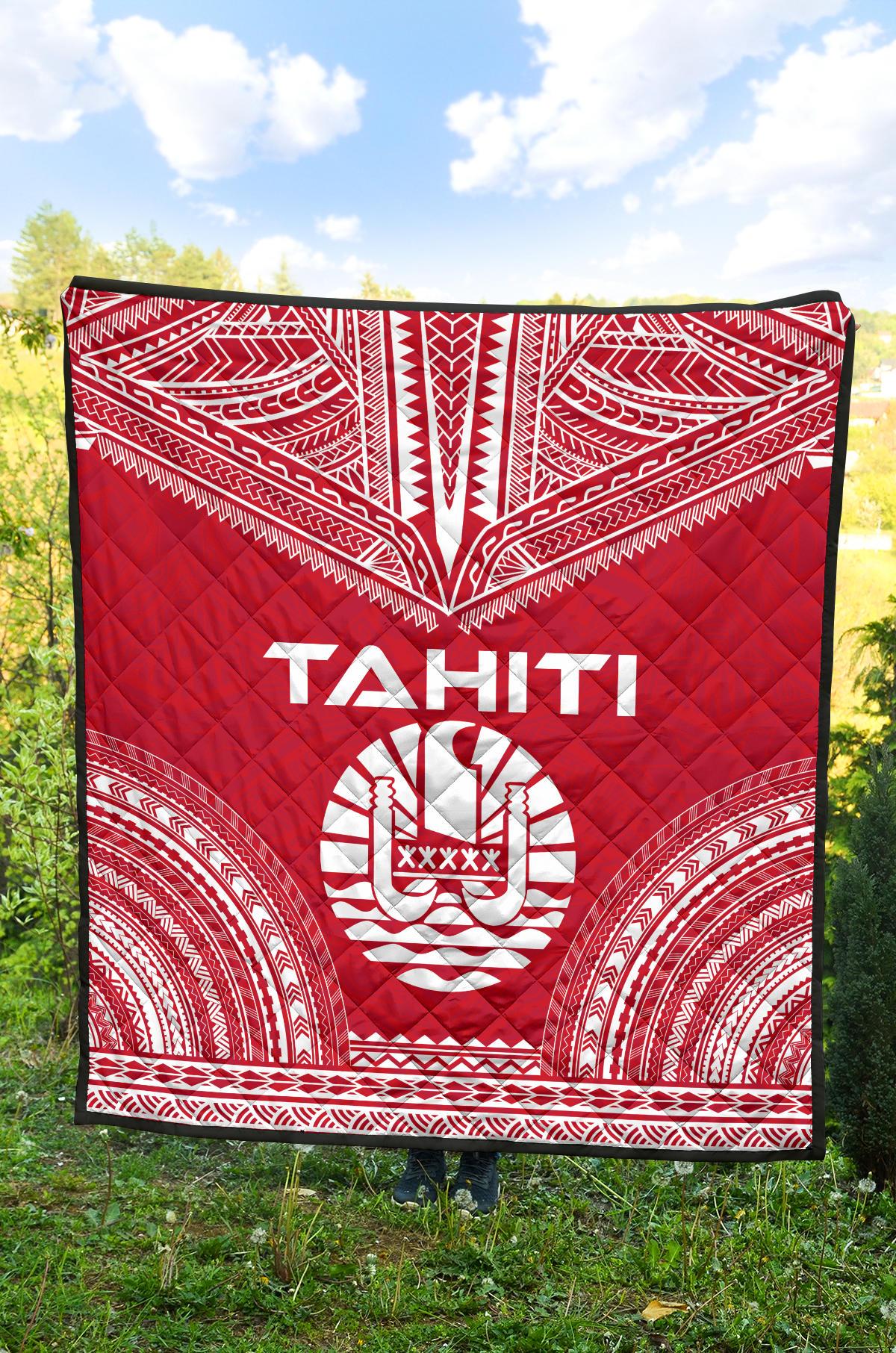Tahiti Premium Quilt - Tahiti Flag Polynesian Chief Red Version - Polynesian Pride