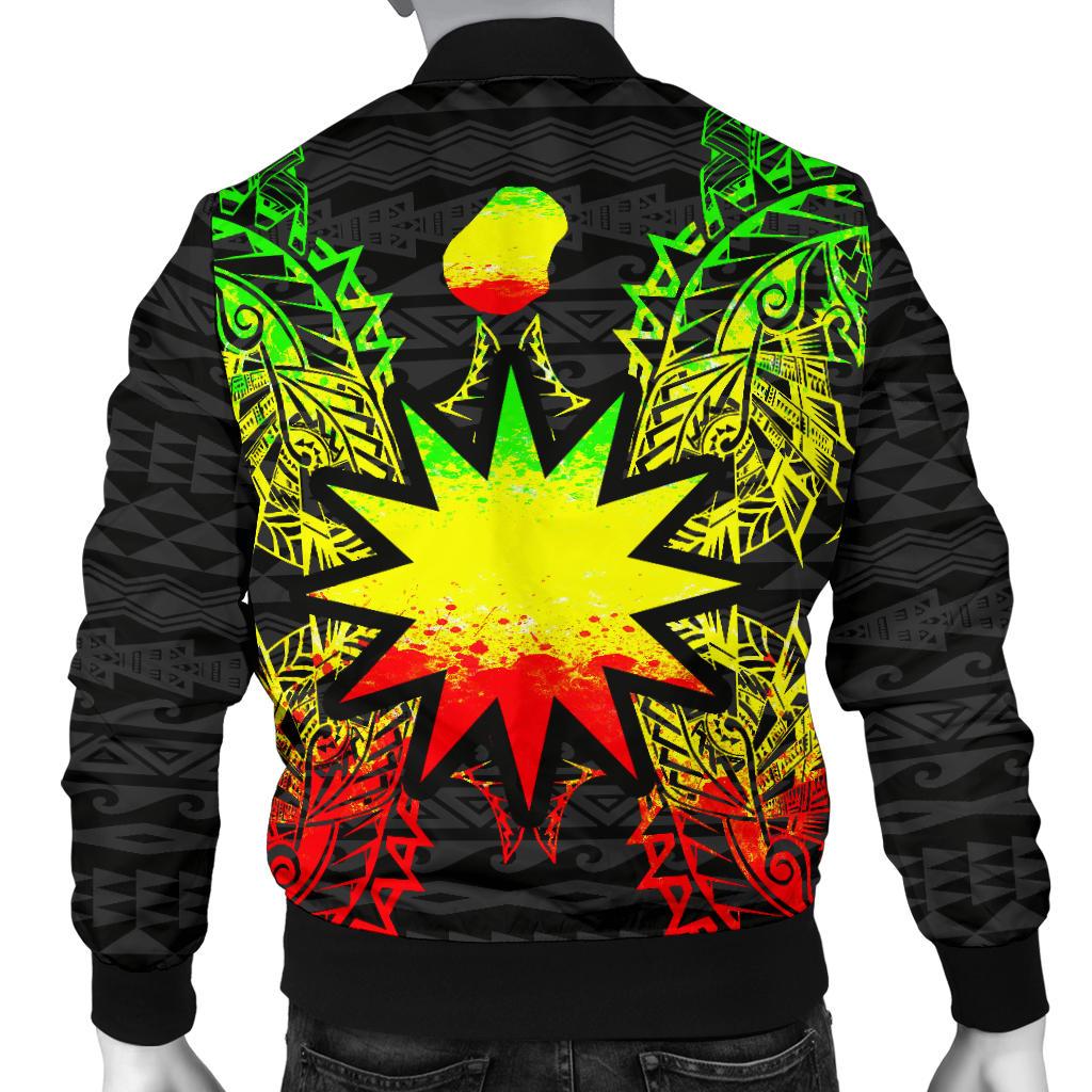 Nauru Polynesian Men's Bomber Jacket Map Reggae - Polynesian Pride