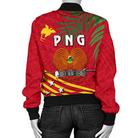 Papua New Guinea Rugby Women Bomber Jacket Coconut Leaves - The Kumuls - Polynesian Pride