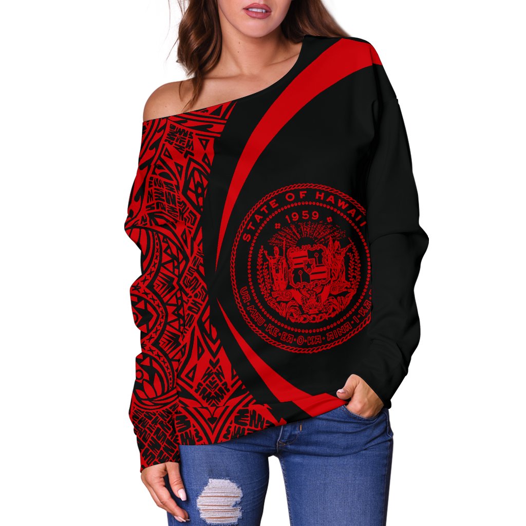 Hawaii Polynesian Women's Off Shoulder Sweater 08 - Polynesian Pride