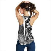 Polynesian Hawaii Women Racerback Tank White - Turtle with Hook - Polynesian Pride