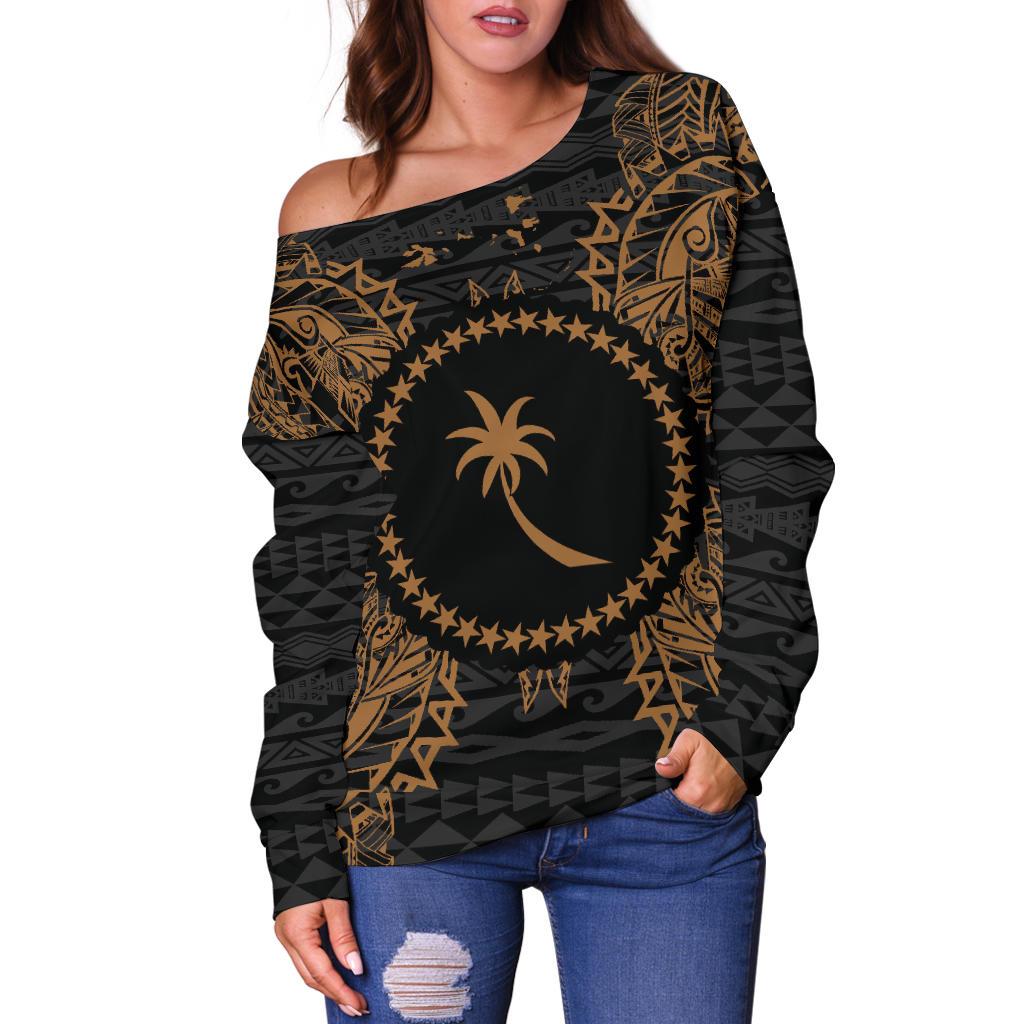 Chuuk Polynesian Shoulder Sweater Map Gold - Polynesian Pride
