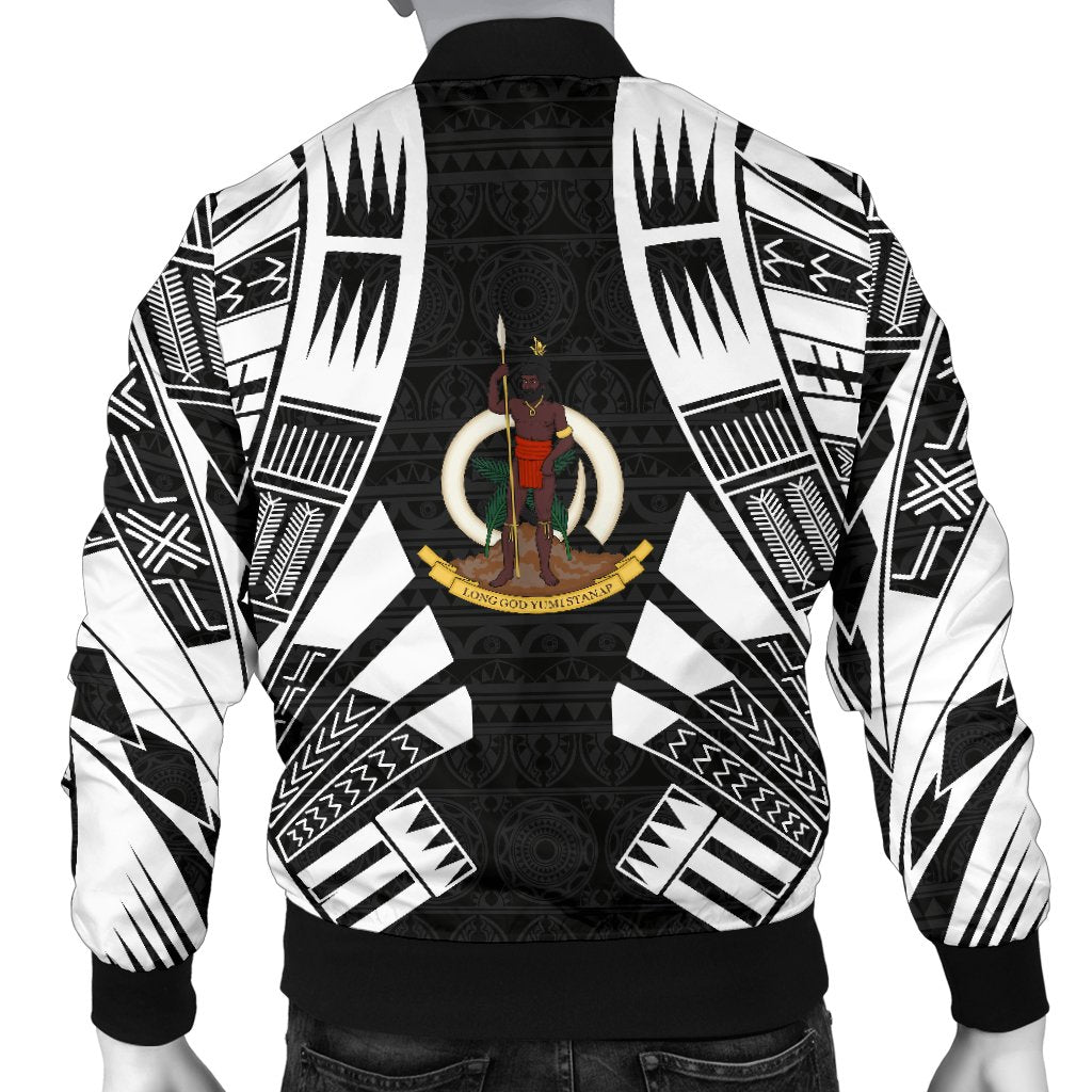 Vanuatu Men Bomber Jackets - Polynesian Tattoo Black - Polynesian Pride