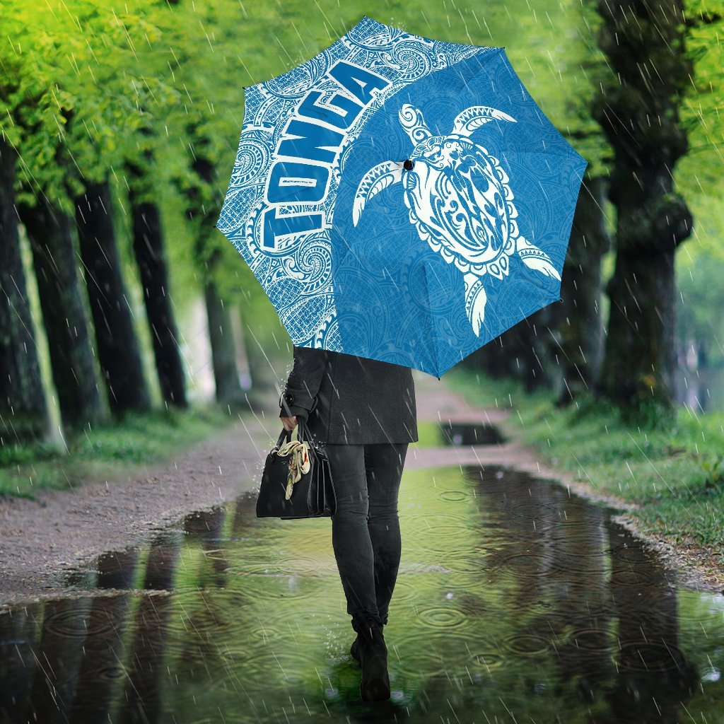 Tonga Umbrella Turtle Mermaid Polynesian Pattern White Blue Umbrella - TH0 One Size Blue - Polynesian Pride