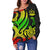 Vanuatu Women's Off Shoulder Sweater - Reggae Tentacle Turtle - Polynesian Pride