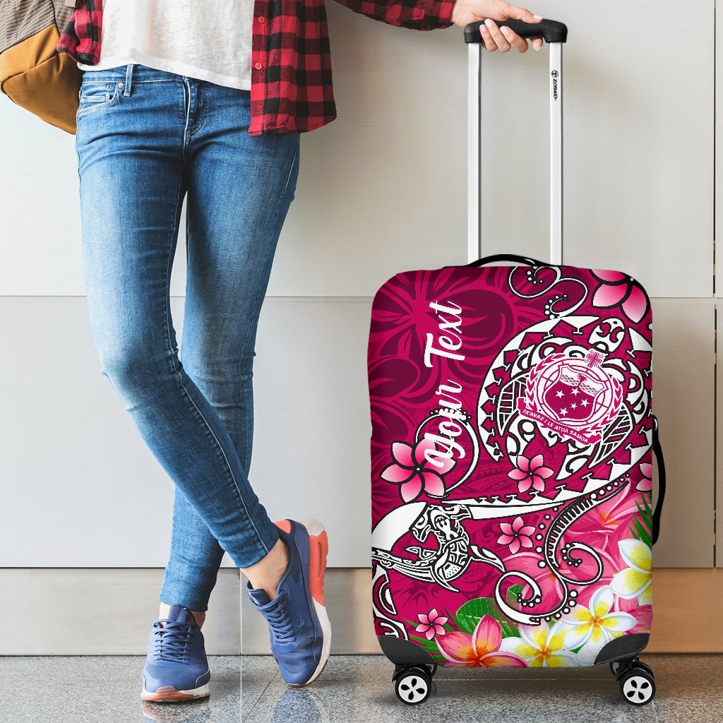 Samoa Custom Personalised Luggage Covers - Turtle Plumeria (Pink) - Polynesian Pride