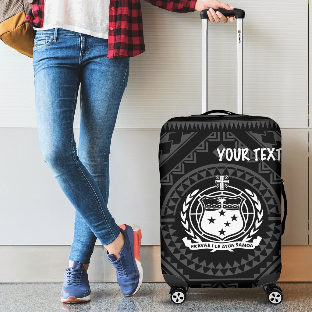 Samoa Personalised Luggage Covers - Samoa Seal In Polynesian Tattoo Style Black - Polynesian Pride