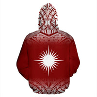Marshall Islands Custom All Over Zip up Hoodie Fog Red - Polynesian Pride