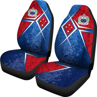 Samoa Car Seat Covers - Samoa Flag with Polynesian Patterns - Polynesian Pride
