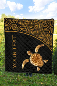 Polynesian Custom Personalised Premium Quilt - Gold Turtle Curver Style - Polynesian Pride