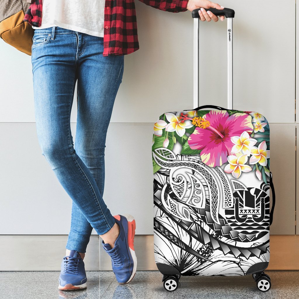 Tahiti Polynesian Luggage Covers - Summer Plumeria (White) White - Polynesian Pride