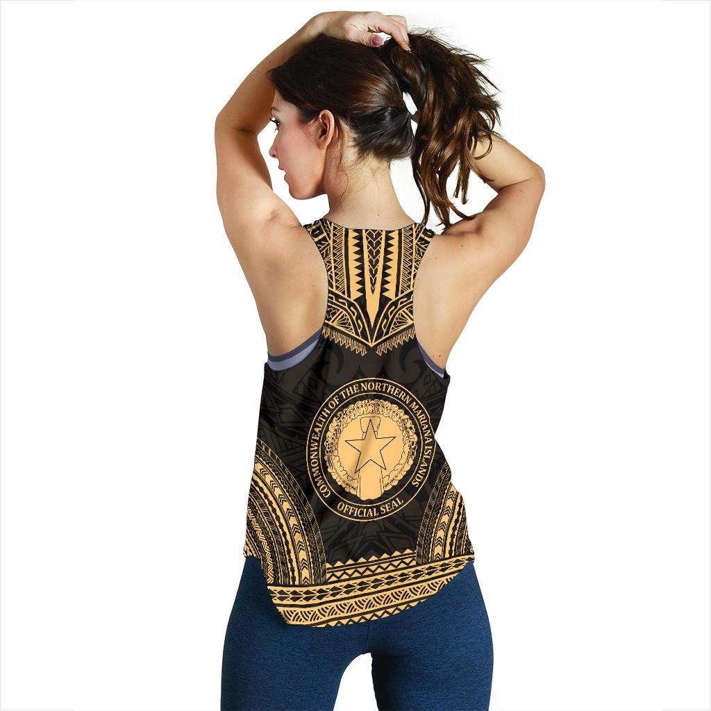 Northern Mariana Islands Women's Racerback Tank - Polynesian Chief Gold Version - Polynesian Pride