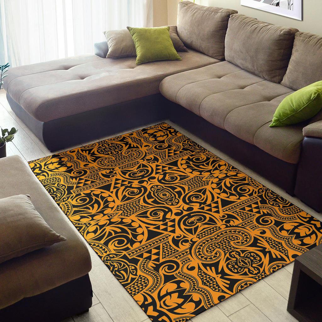 Polynesian Brown And Black Color Area Rug - Polynesian Pride