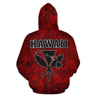 Polynesian Kanaka Maoli Royal Coat of Arms Hawaii Zip Hoodie Red - Polynesian Pride