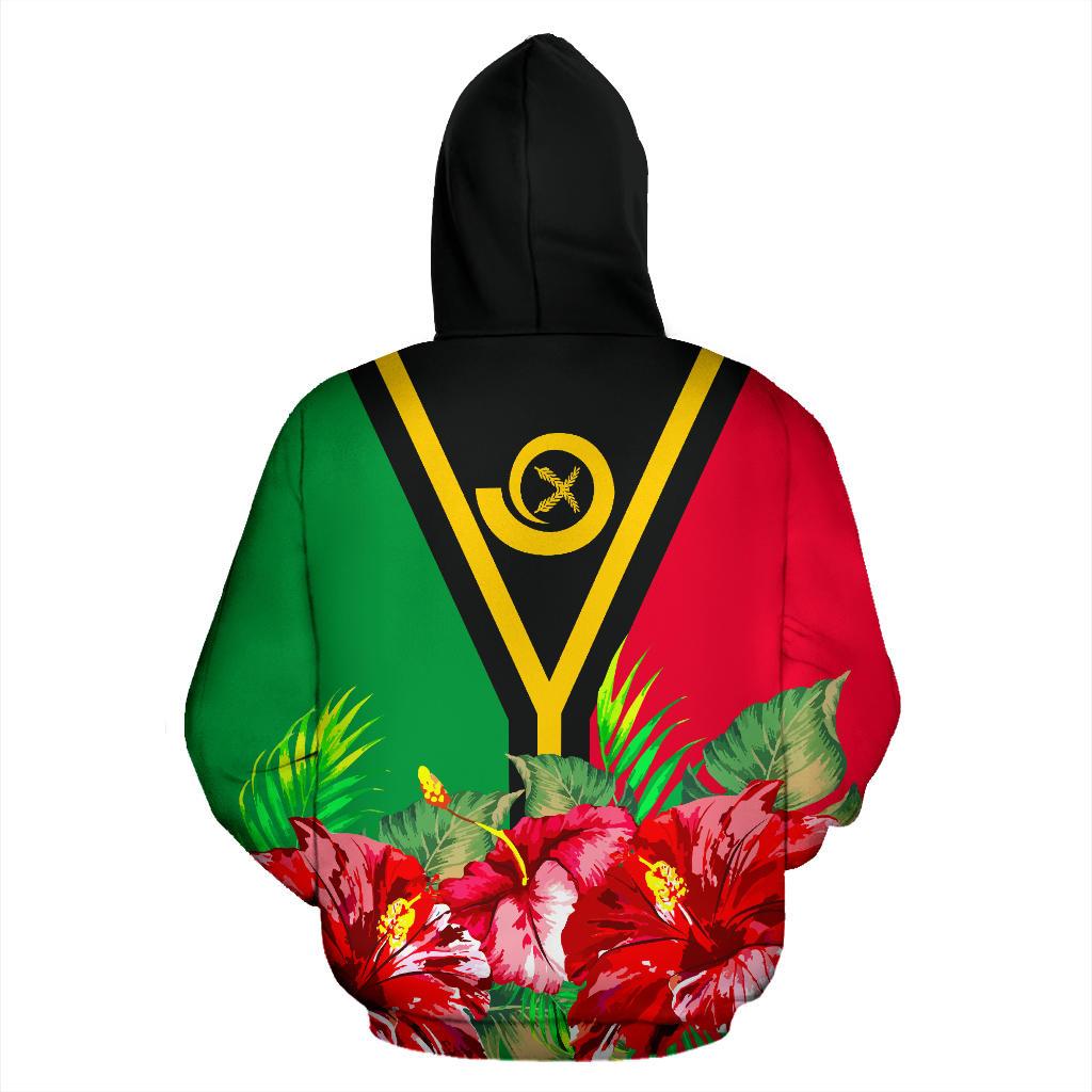 Vanuatu Polynesian Hoodie Flag Hibiscus - Polynesian Pride
