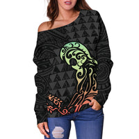 Warrior Helmet Women's Off Shoulder Sweater - Polynesian Pride