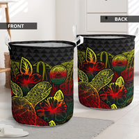 American Samoa Laundry Basket - Polynesian Turtle Hibiscus Reggae - Polynesian Pride