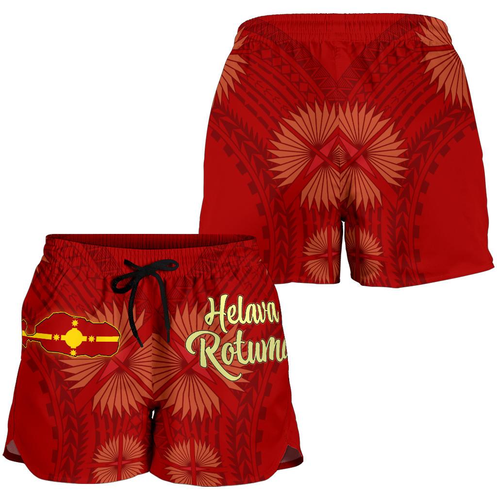 Rotuma Women's Shorts - Hevala Rotuma Tefui Flowers Women Red - Polynesian Pride