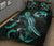 Tonga Polynesian Quilt Bed Set - Turtle With Blooming Hibiscus Turquoise - Polynesian Pride