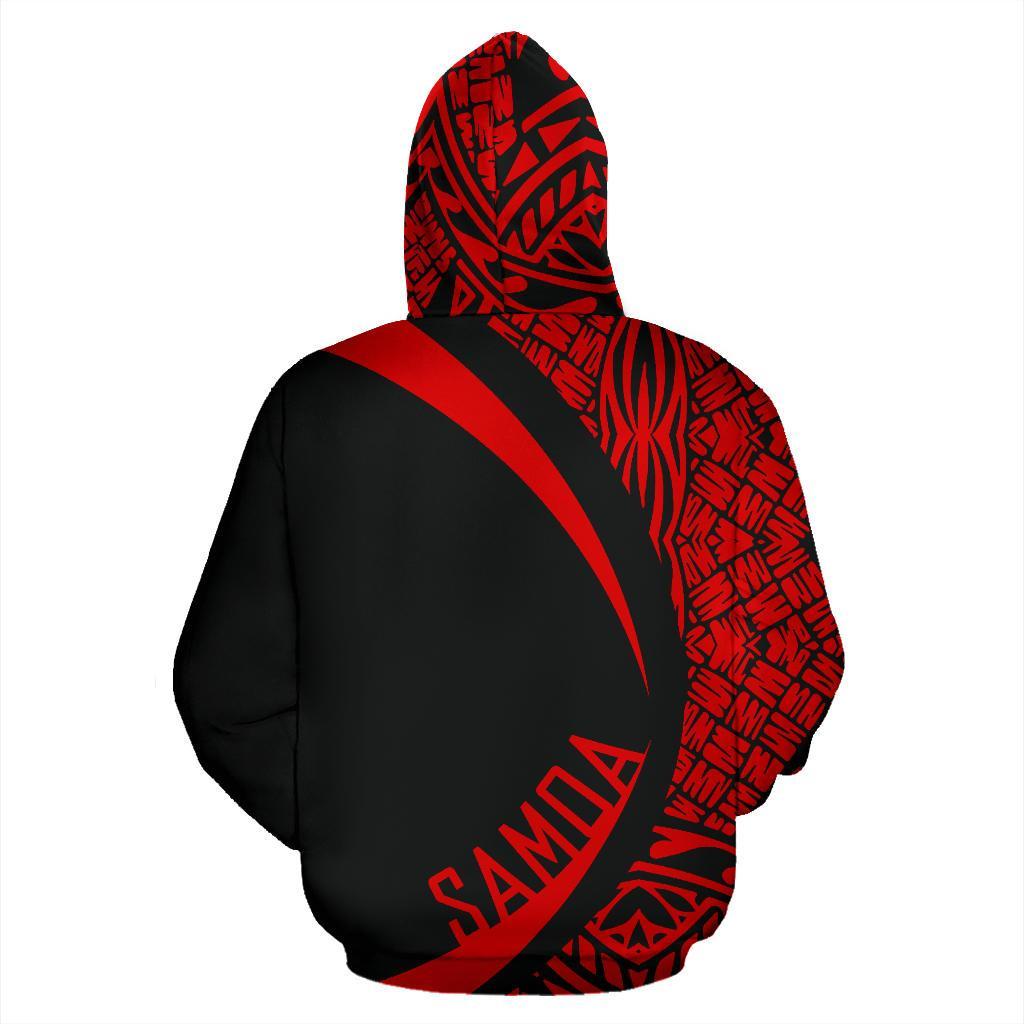 Polynesian Coat of Arms of Samoa Zip Hoodie Red - Polynesian Pride