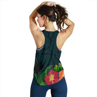 Polynesian Hawaii Kanaka Maoli Women's Racerback Tank - Heart with Hibiscus - Polynesian Pride