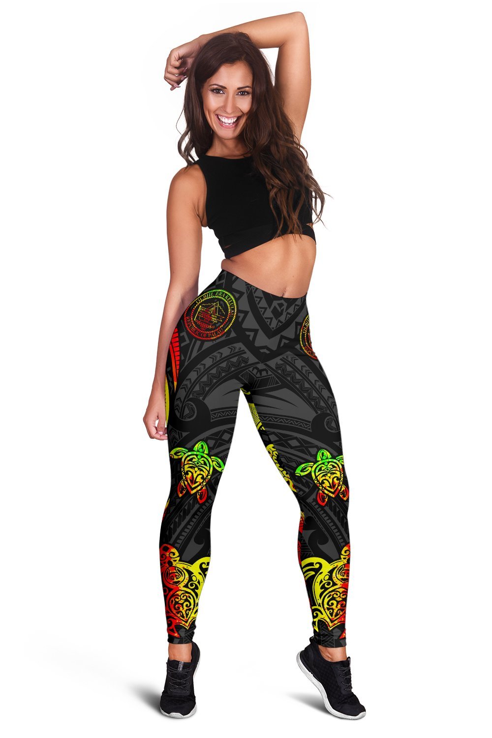 Palau Women's Leggings - Reggae Tentacle Turtle Reggae - Polynesian Pride