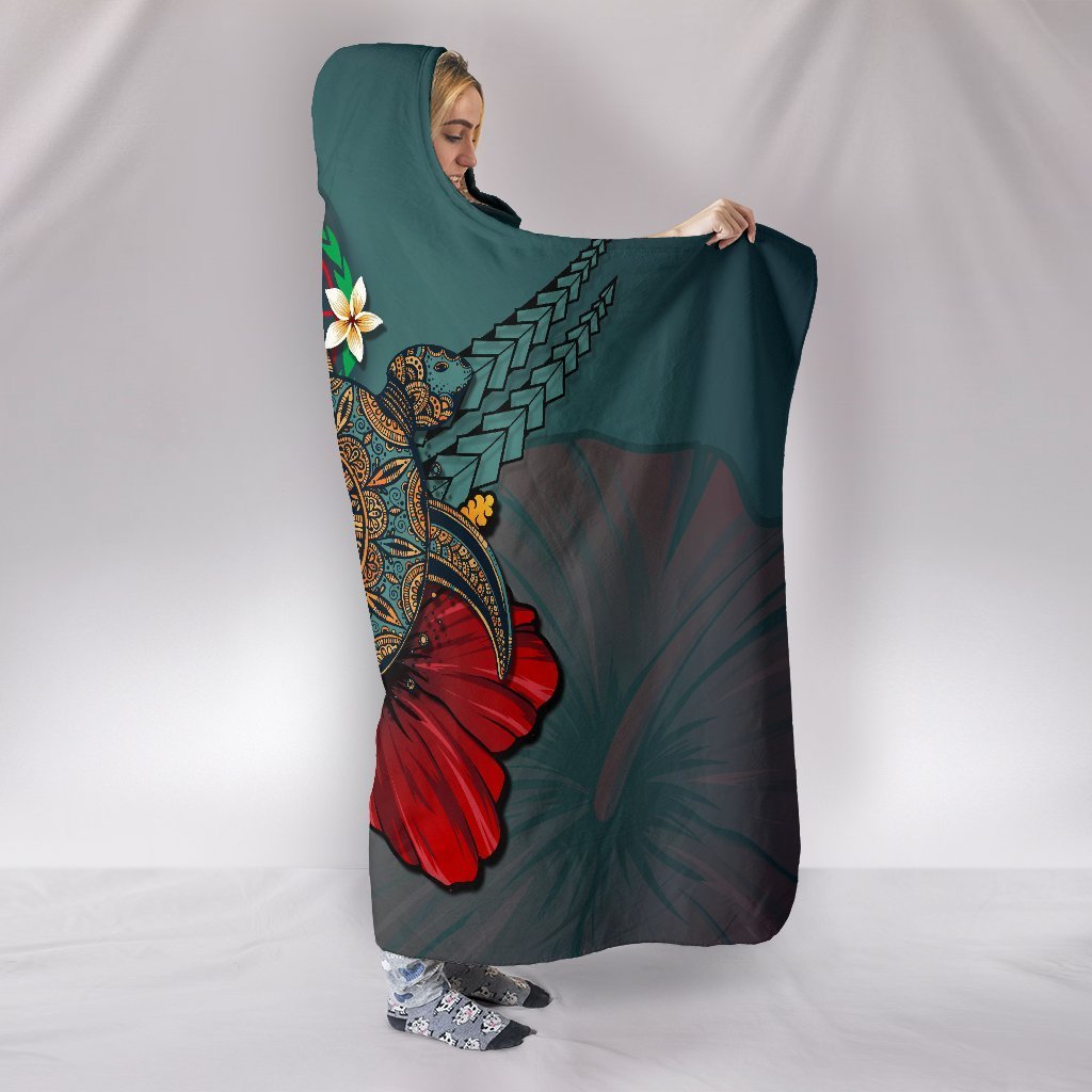 Samoa Hooded Blanket - Blue Turtle Tribal - Polynesian Pride