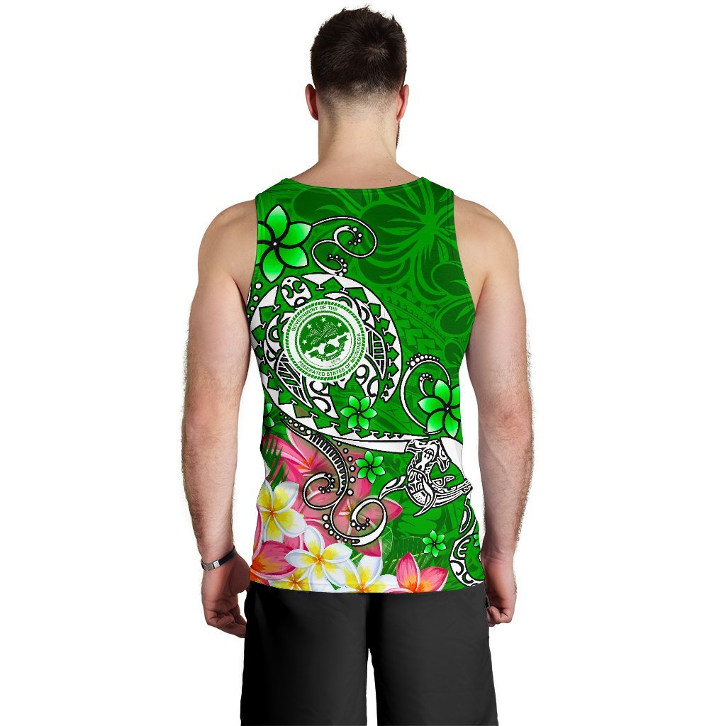 FSM Custom Personalised Men's Tank Top - Turtle Plumeria (Green) - Polynesian Pride
