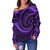 New Zealand Maori Mangopare Women Off Shoulder Sweater Polynesian - Purple - Polynesian Pride