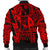 (Custom Personalised) Polynesian Guinea Men's Bomber Jacket - Moana Maui Tattoo With Coat Of Arm Guinea Red - Polynesian Pride