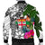 Fiji Men's Bomber Jacket White - Turtle Plumeria Banana Leaf Crest - Polynesian Pride