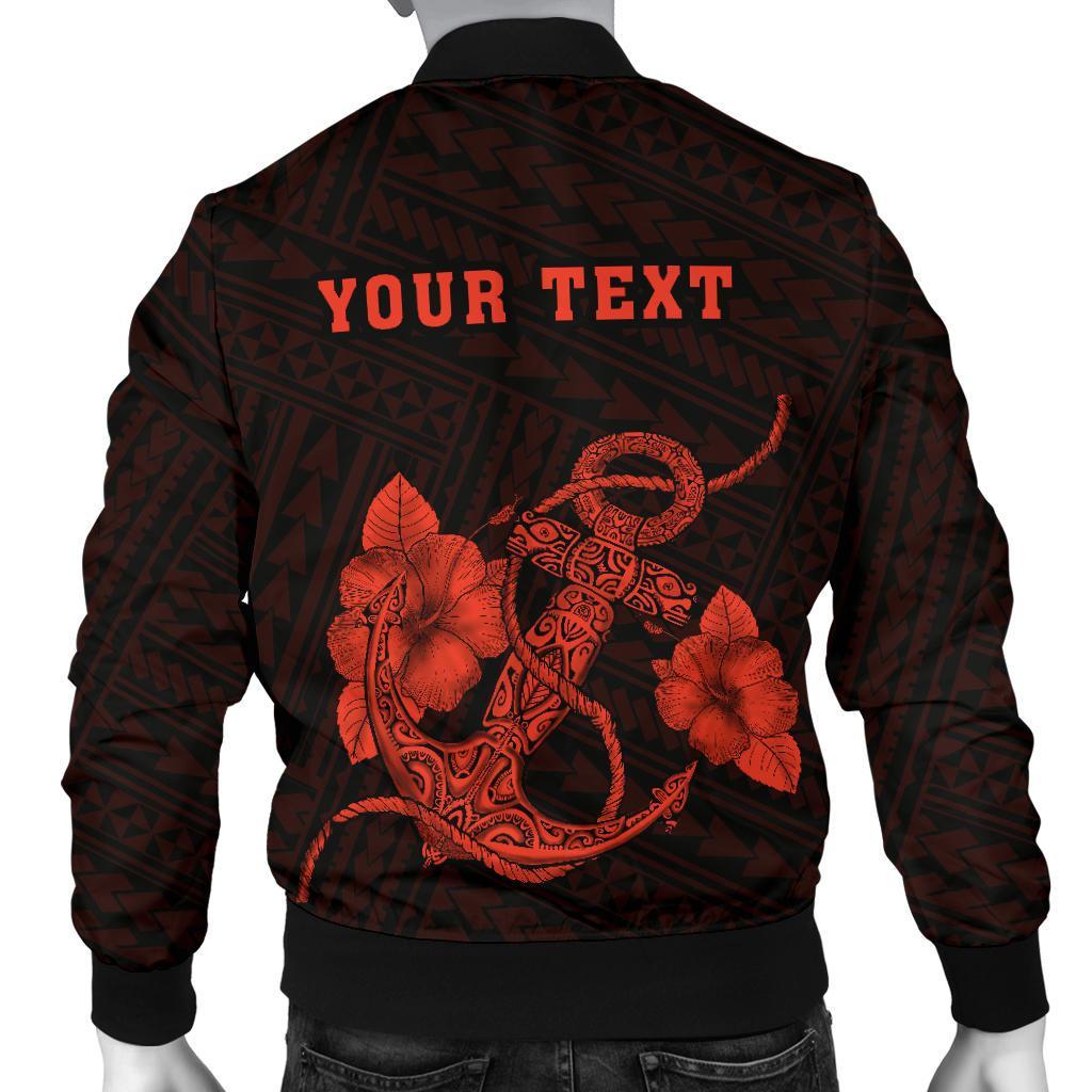 Hawaii Kakau Polynesian Anchor Personalized Men's Bomber Jacket - Orange - Polynesian Pride