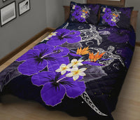 Hawaii Turtle Purple Hibiscus Polynesian Quilt Bed Set - Anne Style - AH - Polynesian Pride