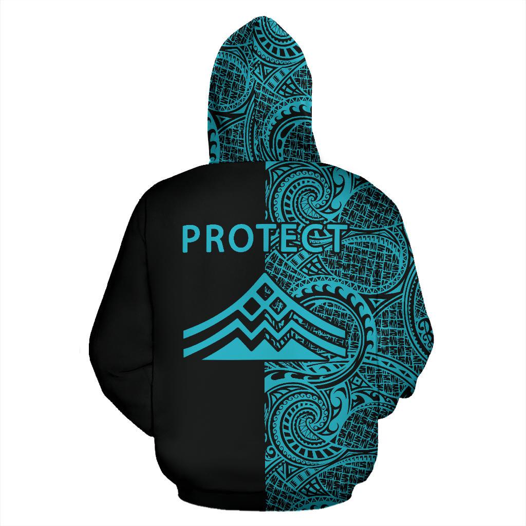 Hawaii Mauna Kea Polynesian Zip up Hoodie The Half Turquoise - Polynesian Pride
