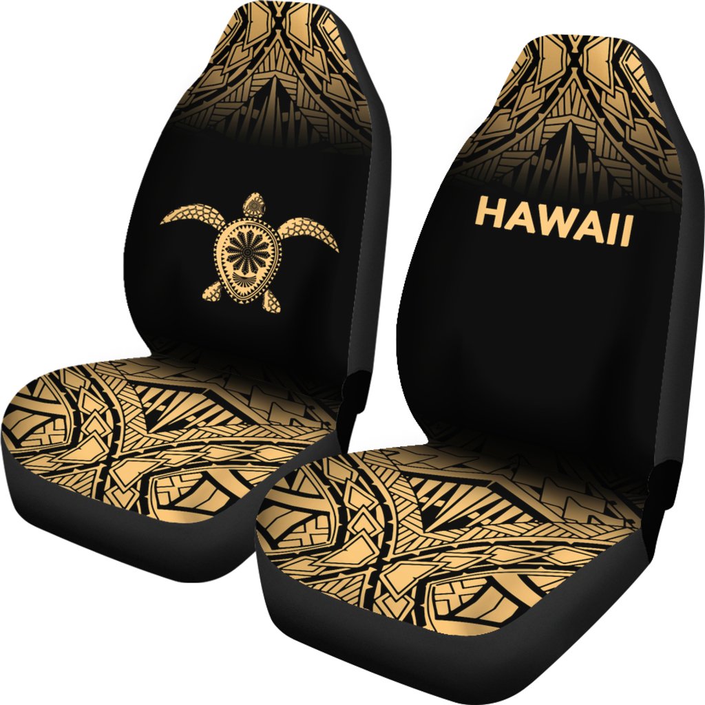 Hawaii Car Seat Covers - Polynesian Turtle Tattoo Fog Gold - Polynesian Pride