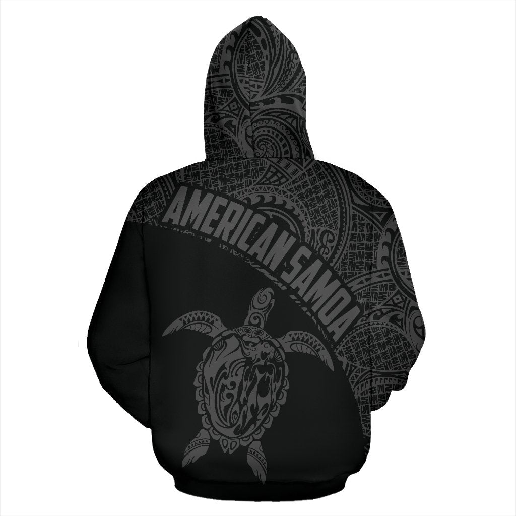 American Samoa Zip up Hoodie American Samoa Turtle Mermaid Polynesian Tattoo Gray - Polynesian Pride