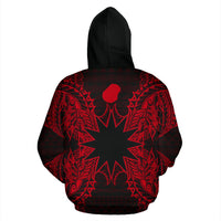 Nauru Polynesian All Over Zip up Hoodie Map Red - Polynesian Pride