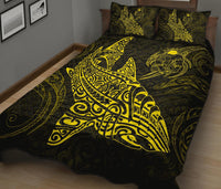 Polynesian Quilt Bed Set - Polynesian Yellow Shark Warrior Tattoo - Polynesian Pride