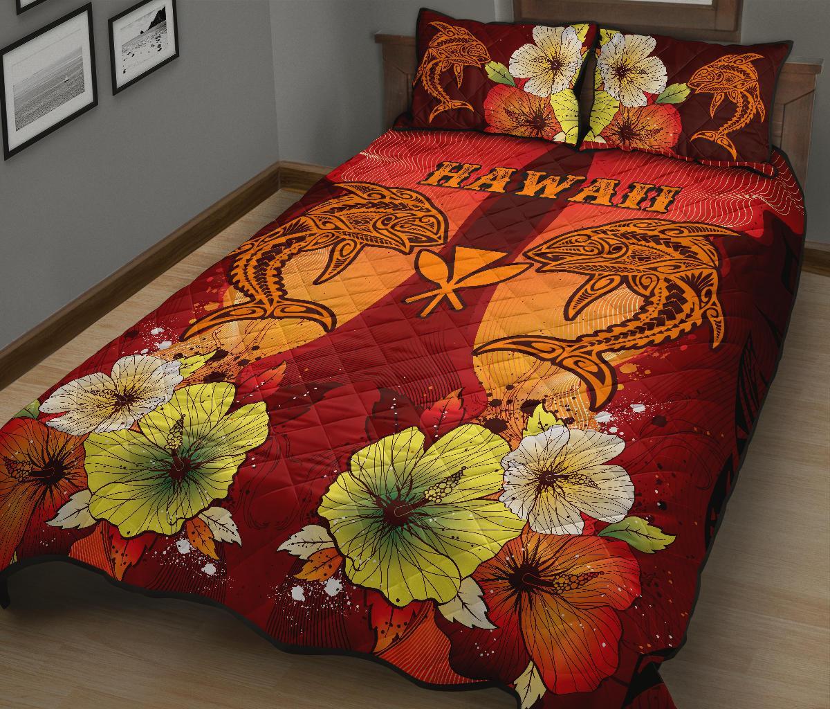 Hawaii Quilt Bed Sets - Tribal Tuna Fish - Polynesian Pride