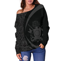 Cook Islands Women's Off Shoulder Sweater - Circle Style 01 - Polynesian Pride