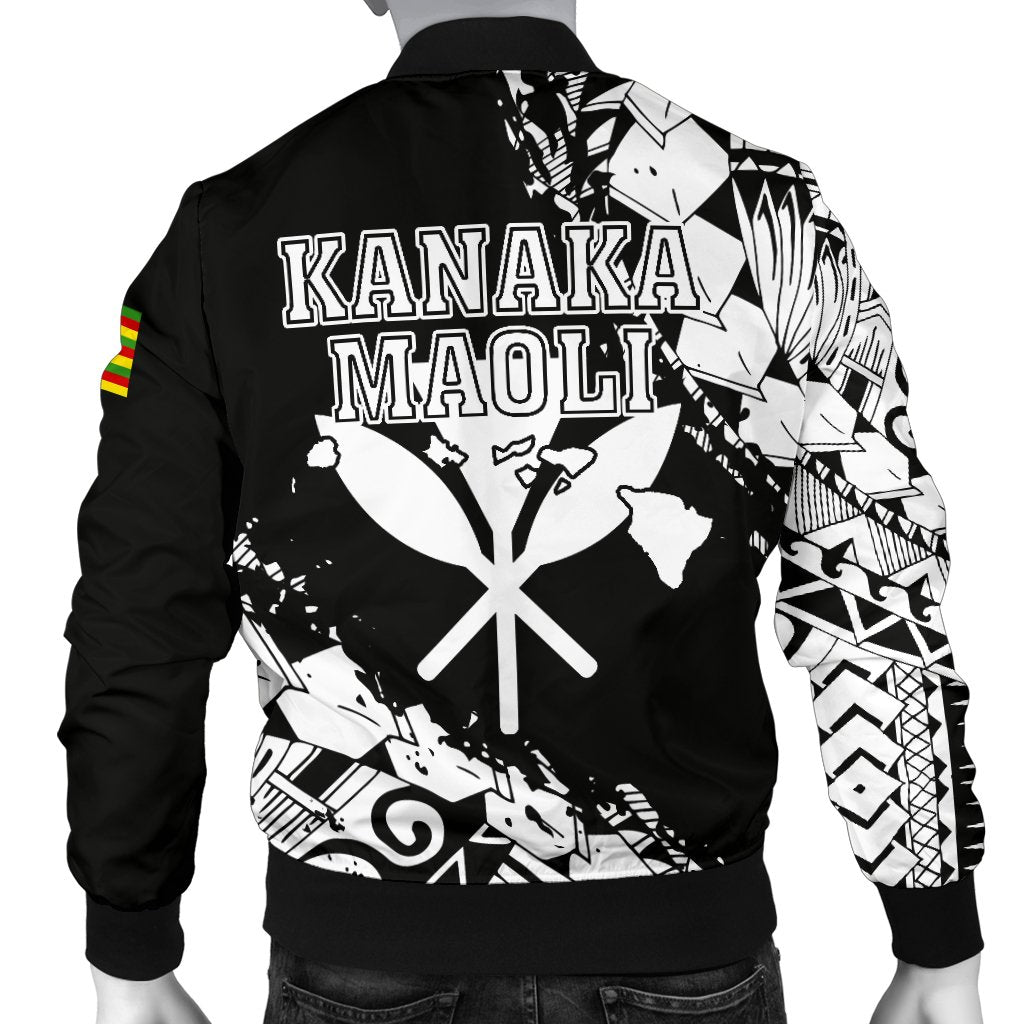 Polynesian Kanaka Flag Men's Bomber Jacket - Nora Style - White - Polynesian Pride