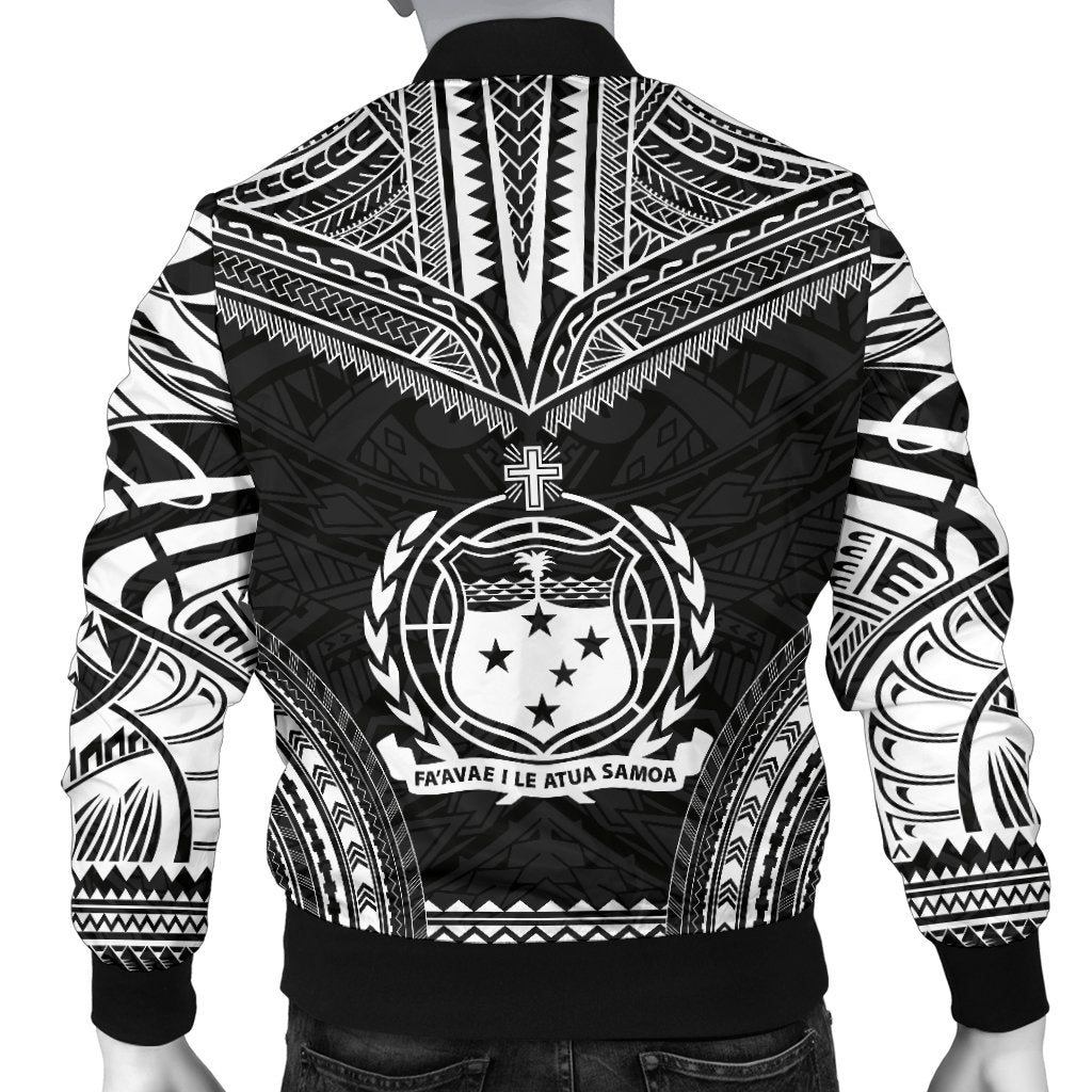Samoa Polynesian Chief Men's Bomber Jacket - Black Version - Polynesian Pride
