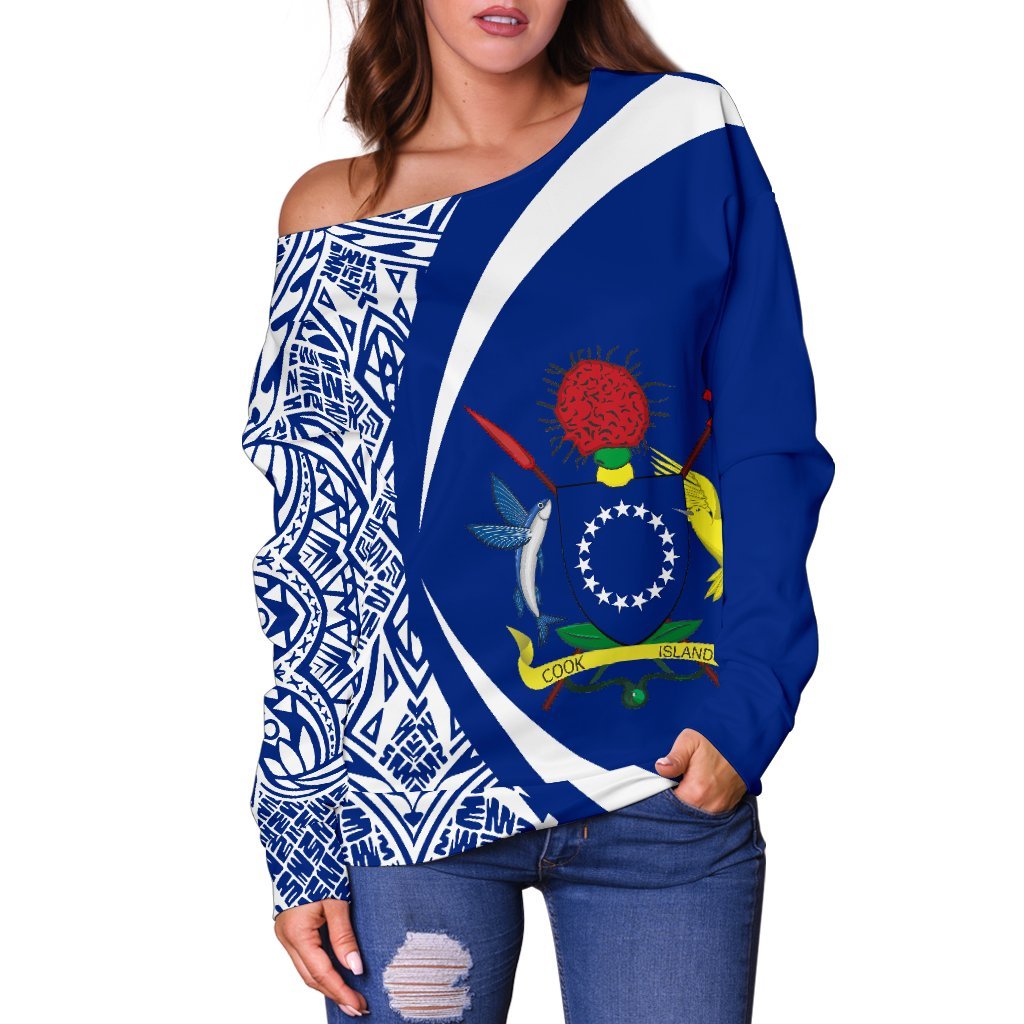 Cook Islands Women's Off Shoulder Sweater - Circle Style 07 - Polynesian Pride