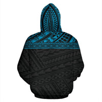 Poly All Over Zip up Hoodie Polynesian Black Blue Version - Polynesian Pride